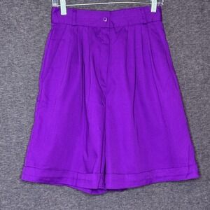 Vintage Star City Purple Pleated High-Waist Bermuda Shorts Size 10 USA Rayon